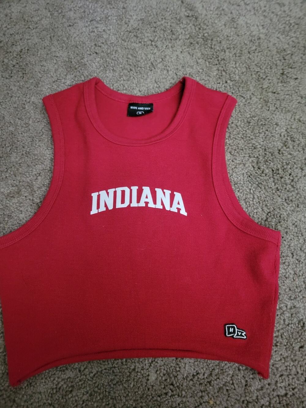Hype Vice Cute Cut Off Tank Red Iu Indiana